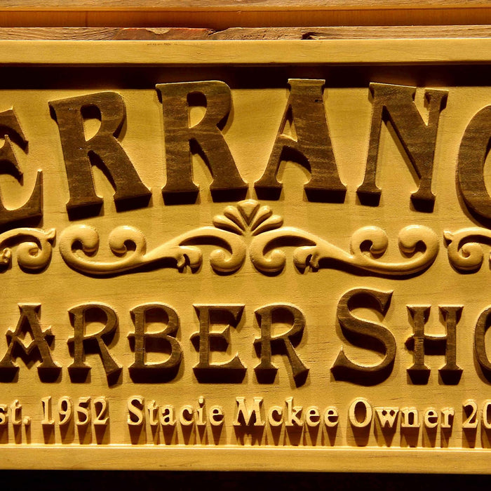 Personalized Barber Shop Custom Wood Sign 3D Engraved Wall Plaque - Way Up Gifts