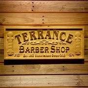 Personalized Barber Shop Custom Wood Sign 3D Engraved Wall Plaque - LED Gift Works