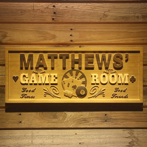 Personalized Game Room Custom Wood Sign 3D Engraved Wall Plaque - Way Up Gifts