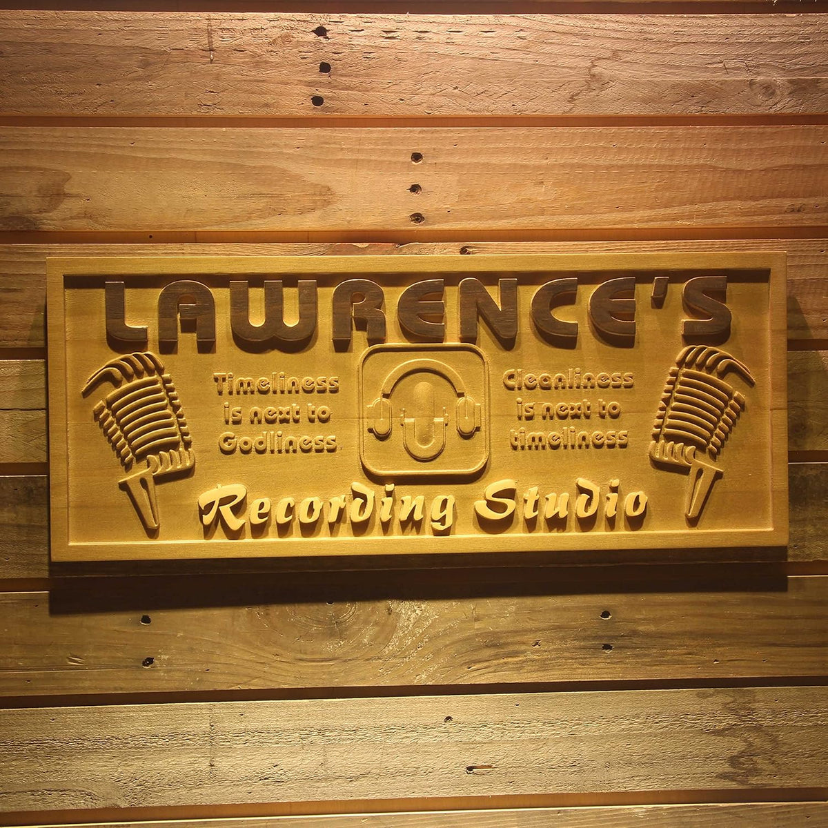 Live Rcording Sign Personalized Recording Studio Custom Wood Sign 3D Engraved Wall Plaque ...