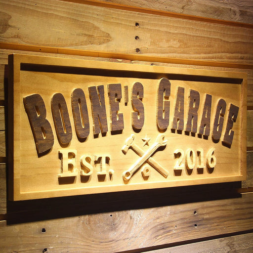 Personalized Work Shop Tools Garage Custom Wood Sign 3D Engraved Wall Plaque - LED Gift Works