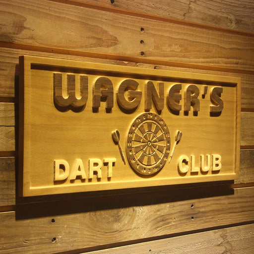 Personalized Dart Club Custom Wood Sign 3D Engraved Wall Plaque - LED Gift Works