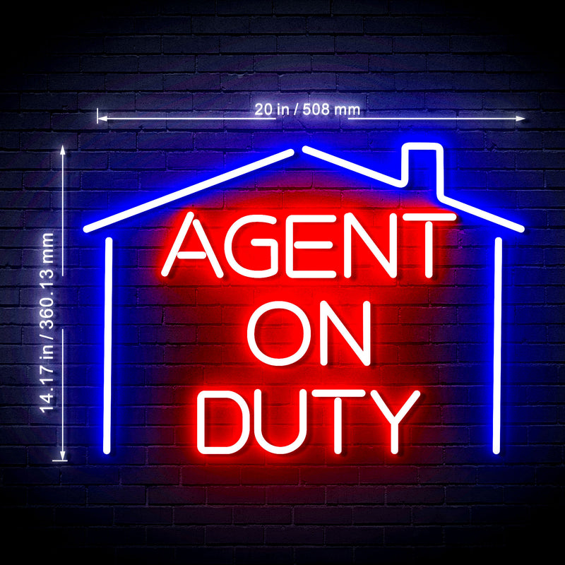 Real Estate Agent on Duty v2 Ultra-Bright LED Sign with Remote (Neon-Style, LED Technology) - LED Gift Works