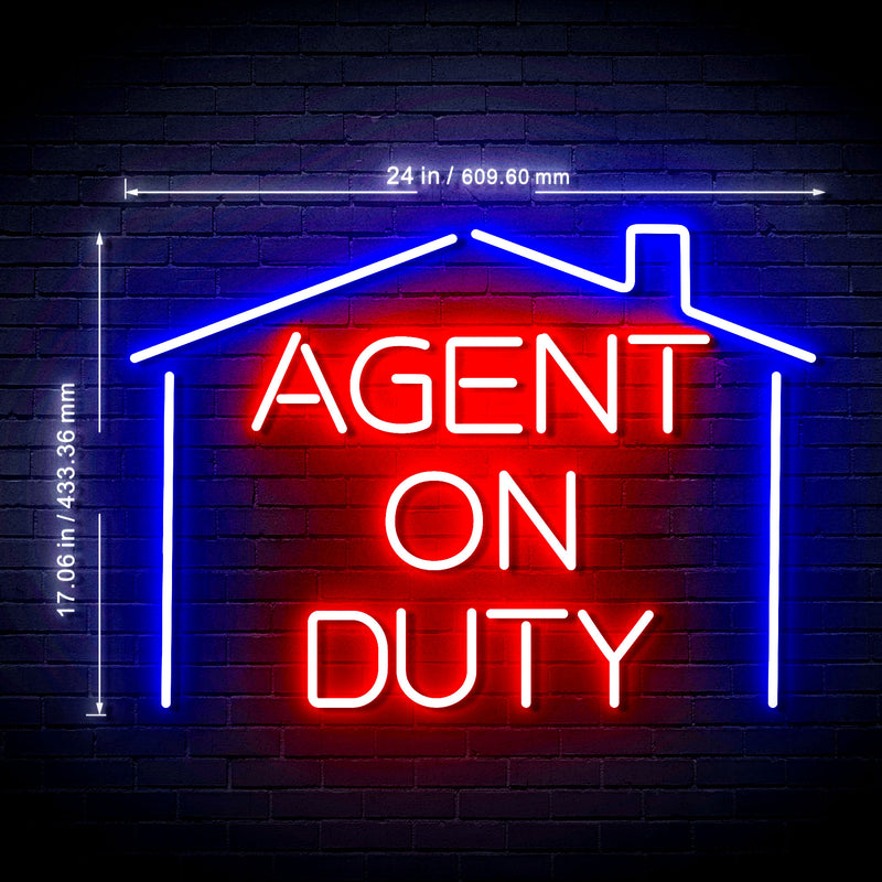 Real Estate Agent on Duty v2 Ultra-Bright LED Sign with Remote (Neon-Style, LED Technology) - LED Gift Works