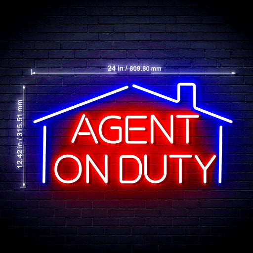 Real Estate Agent on Duty v1 Ultra-Bright LED Sign with Remote (Neon-Style, LED Technology) - Way Up Gifts