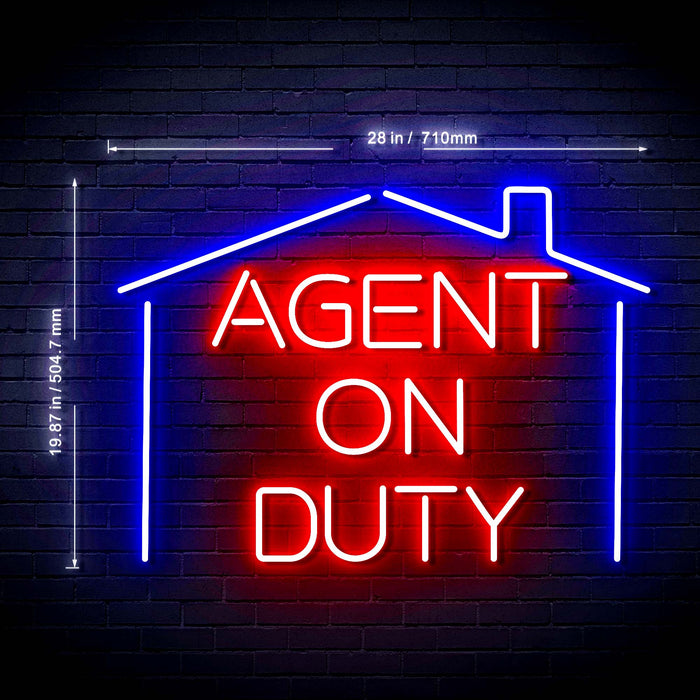Real Estate Agent on Duty v2 Ultra-Bright LED Sign with Remote (Neon-Style, LED Technology) - Way Up Gifts