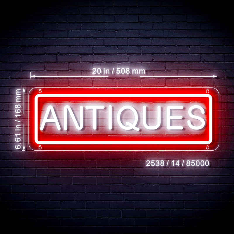 Antiques Ultra-Bright Neon-Style LED Business Window Sign with Remote - LED Gift Works