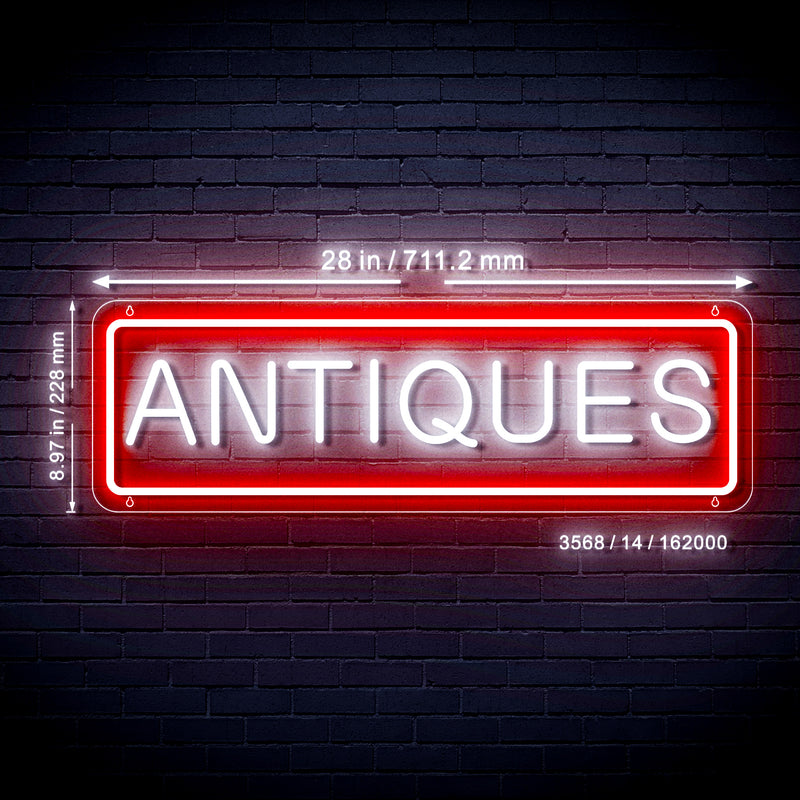 Antiques Ultra-Bright Neon-Style LED Business Window Sign with Remote - LED Gift Works