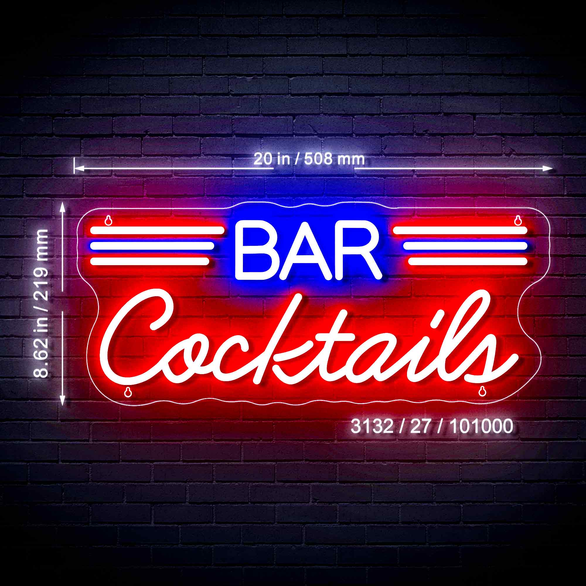 Bar Cocktails Ultra-Bright LED Sign with Remote (Neon-Style, LED Techn ...