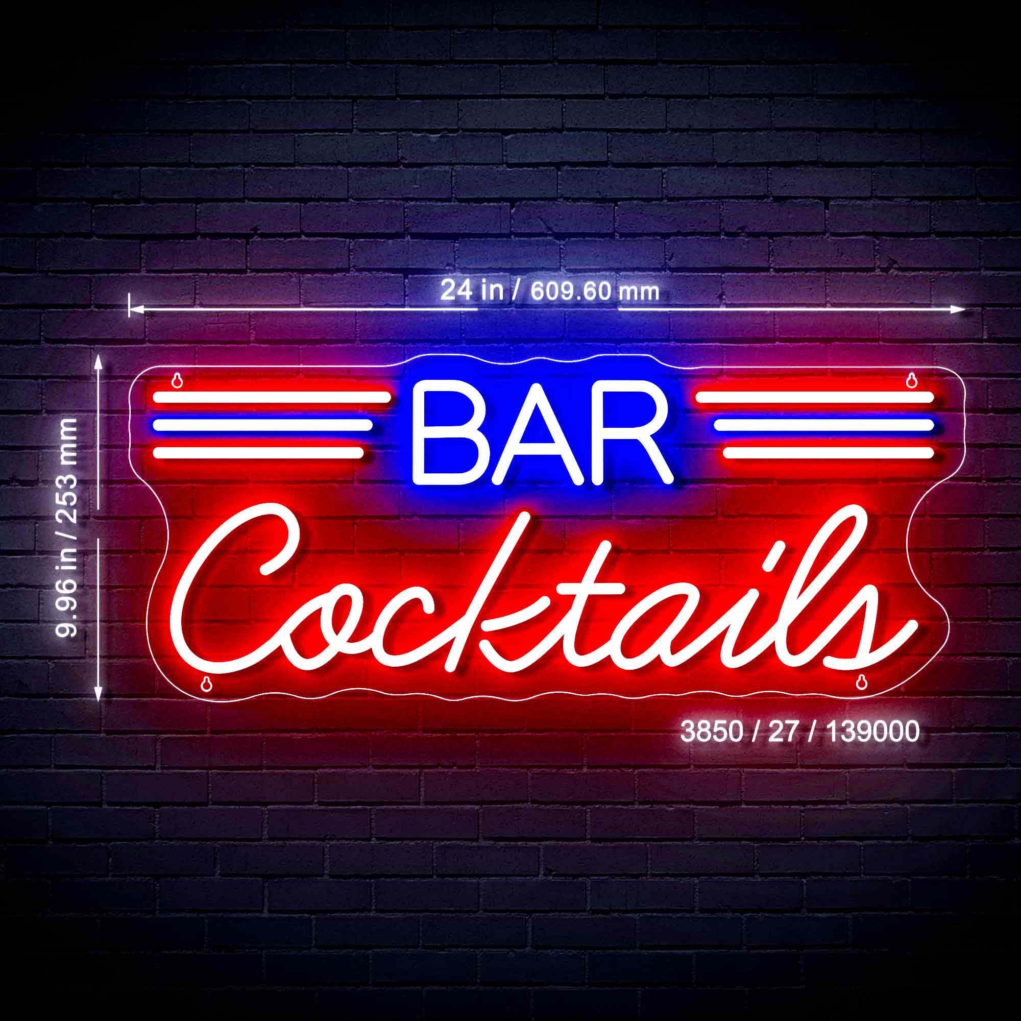 Bar Cocktails Ultra-Bright LED Sign with Remote (Neon-Style, LED Techn ...