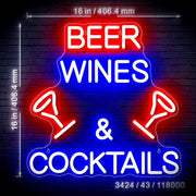 Beer Wines & Cocktails Ultra-Bright LED Sign with Remote (Neon-Style, LED Technology) - LED Gift Works