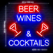 Beer Wines & Cocktails Ultra-Bright LED Sign with Remote (Neon-Style, LED Technology) - LED Gift Works