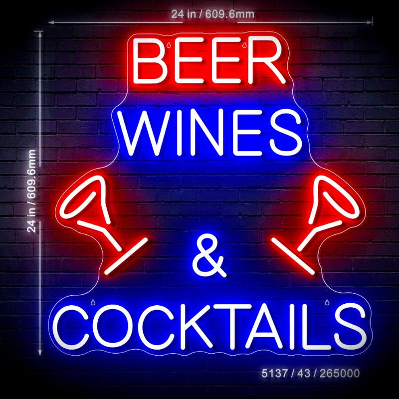Beer Wines & Cocktails Ultra-Bright LED Sign with Remote (Neon-Style, LED Technology) - LED Gift Works