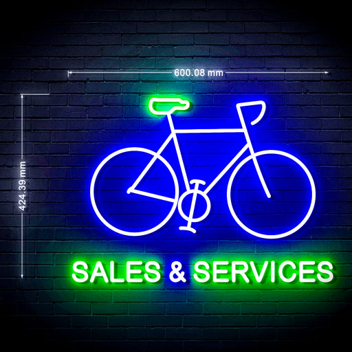 Bicycles Bike Shop Sales & Services Ultra-Bright LED Sign with Remote (Neon-Style, LED Technology) - Way Up Gifts