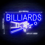 Billiards Ultra-Bright Neon-Style LED Business Window Sign with Remote - LED Gift Works