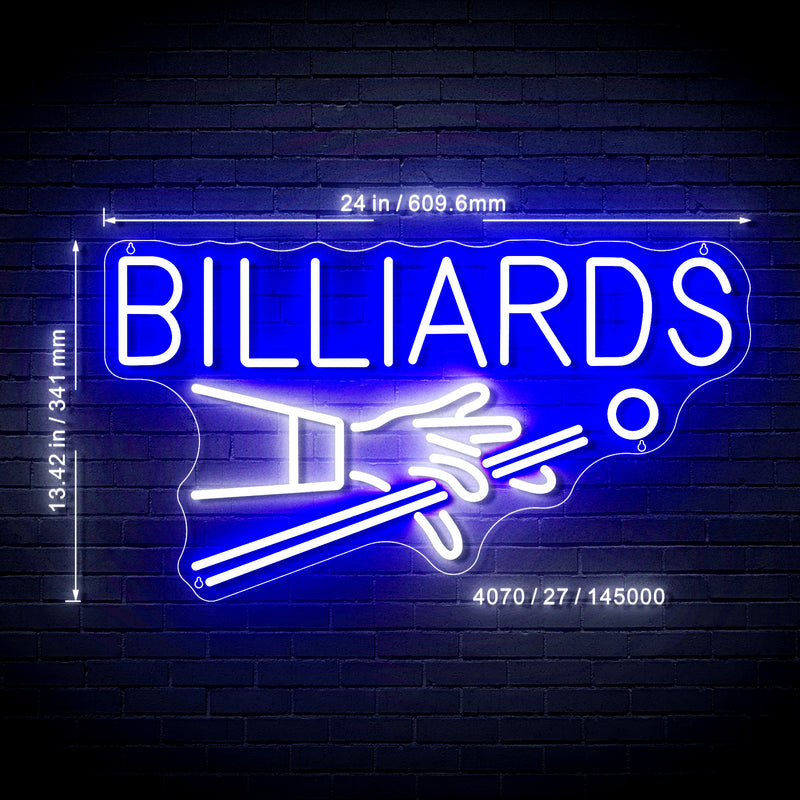 Billiards Ultra-Bright Neon-Style LED Business Window Sign with Remote - LED Gift Works
