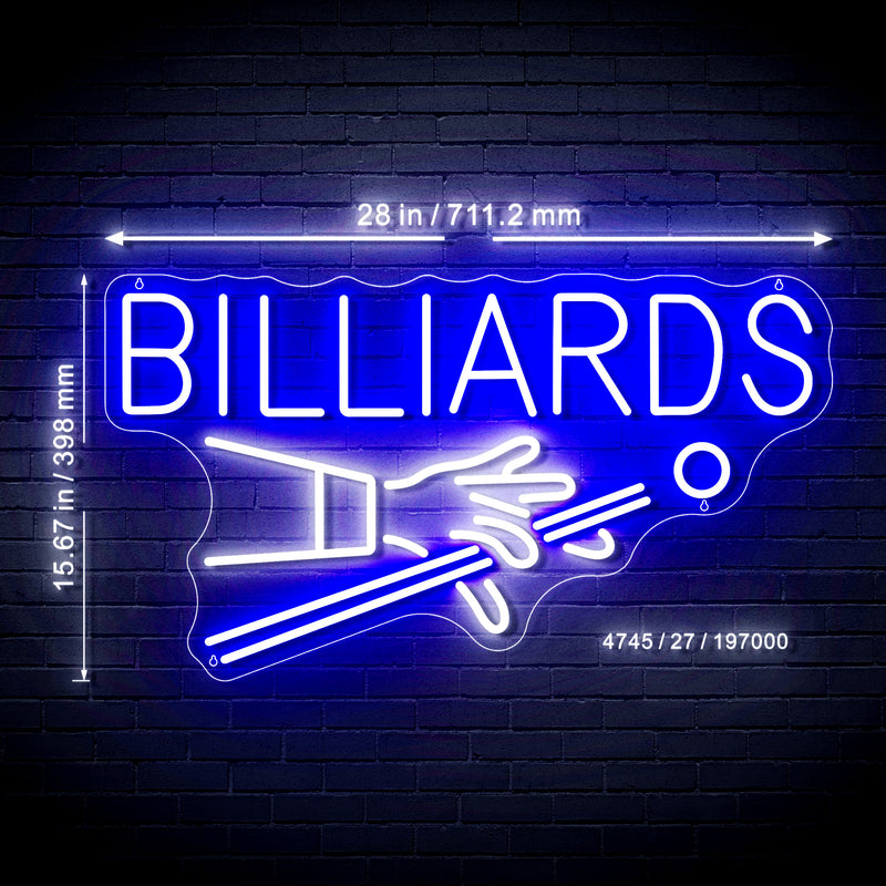 Billiards Ultra-Bright Neon-Style LED Business Window Sign with Remote - LED Gift Works