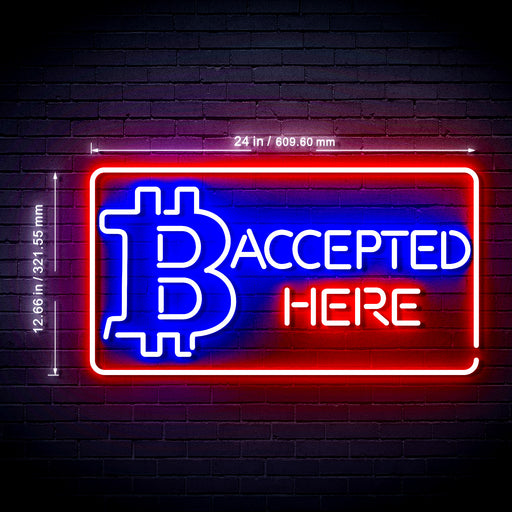 Bitcoin Accepted Here Ultra-Bright LED Sign with Remote (Neon-Style, LED Technology) - Way Up Gifts