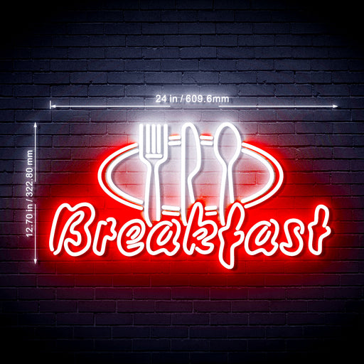 Breakfast Fork Knife Spoon Cafe Ultra-Bright LED Sign with Remote (Neon-Style, LED Technology) - Way Up Gifts
