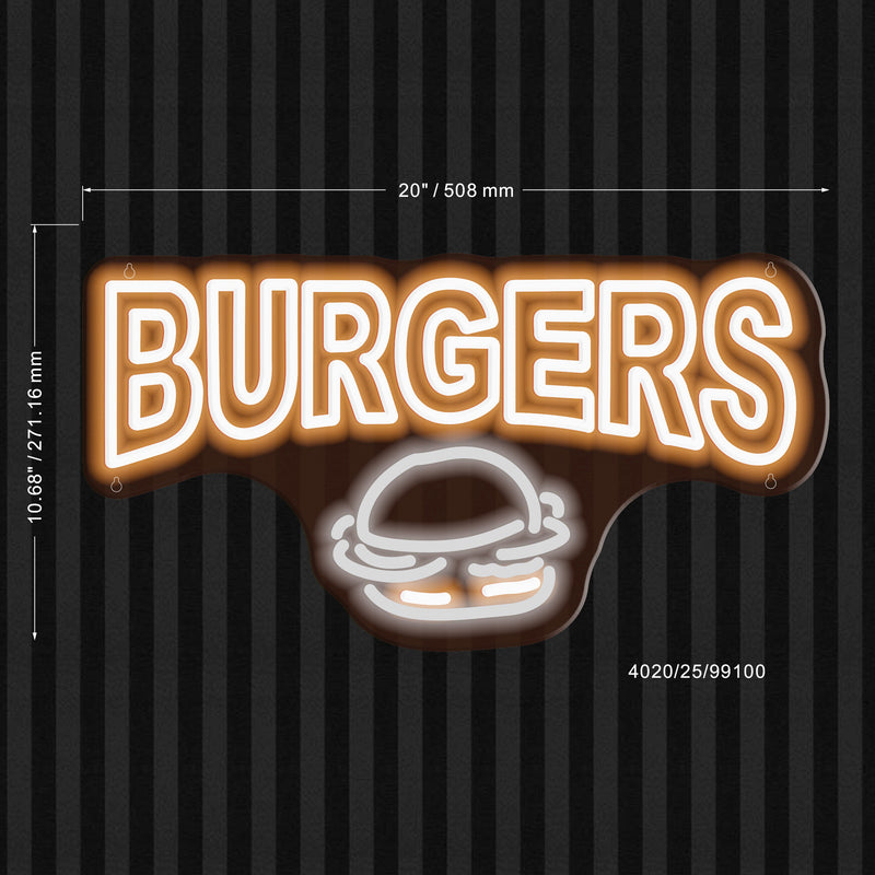 Hamburgers Burgers Ultra-Bright LED Sign with Remote (Neon-Style, LED Technology) - LED Gift Works