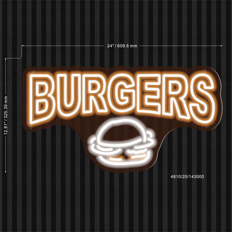 Hamburgers Burgers Ultra-Bright LED Sign with Remote (Neon-Style, LED Technology) - LED Gift Works