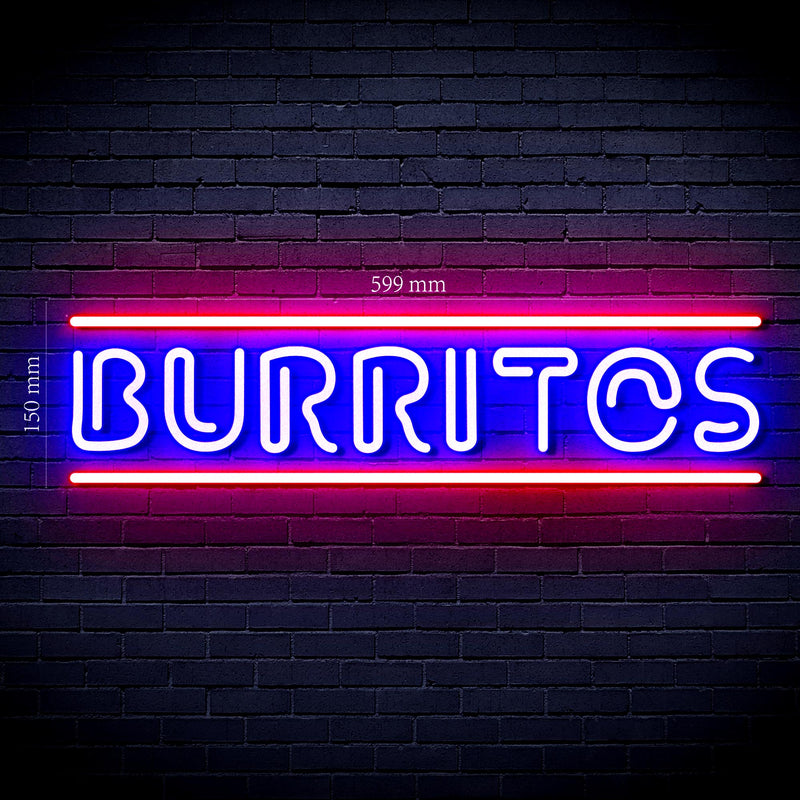 Mexican Food Burritos Ultra-Bright LED Sign with Remote (Neon-Style, LED Technology) - LED Gift Works