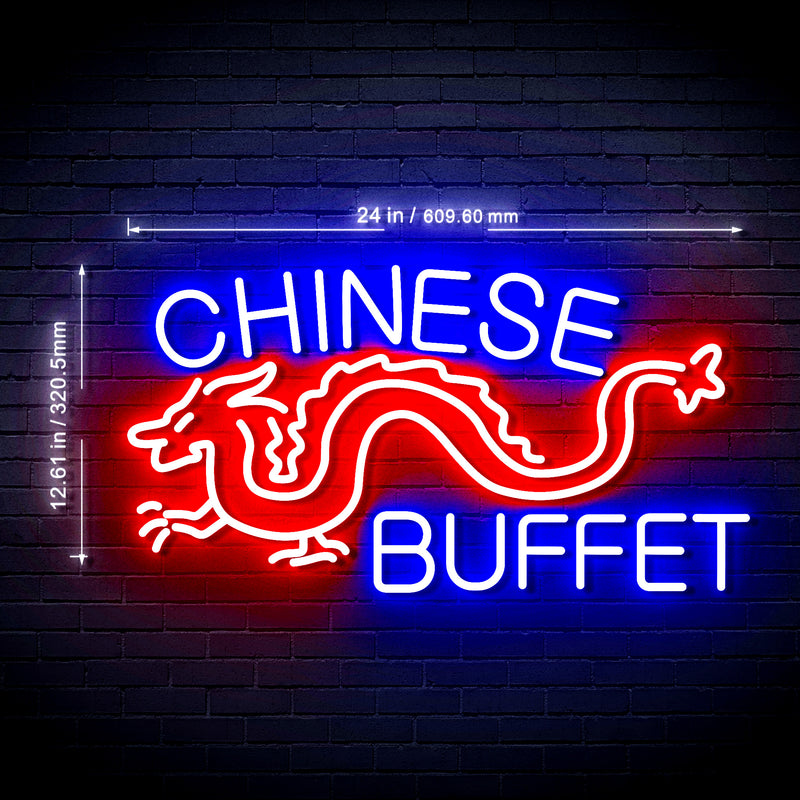 Dragon Chinese Buffet Restaurant Ultra-Bright LED Sign with Remote (Neon-Style, LED Technology) - LED Gift Works