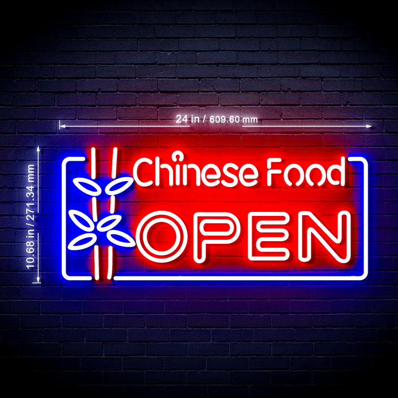 Open Restaurant Chinese Food Ultra-Bright LED Sign with Remote (Neon-Style, LED Technology) - LED Gift Works