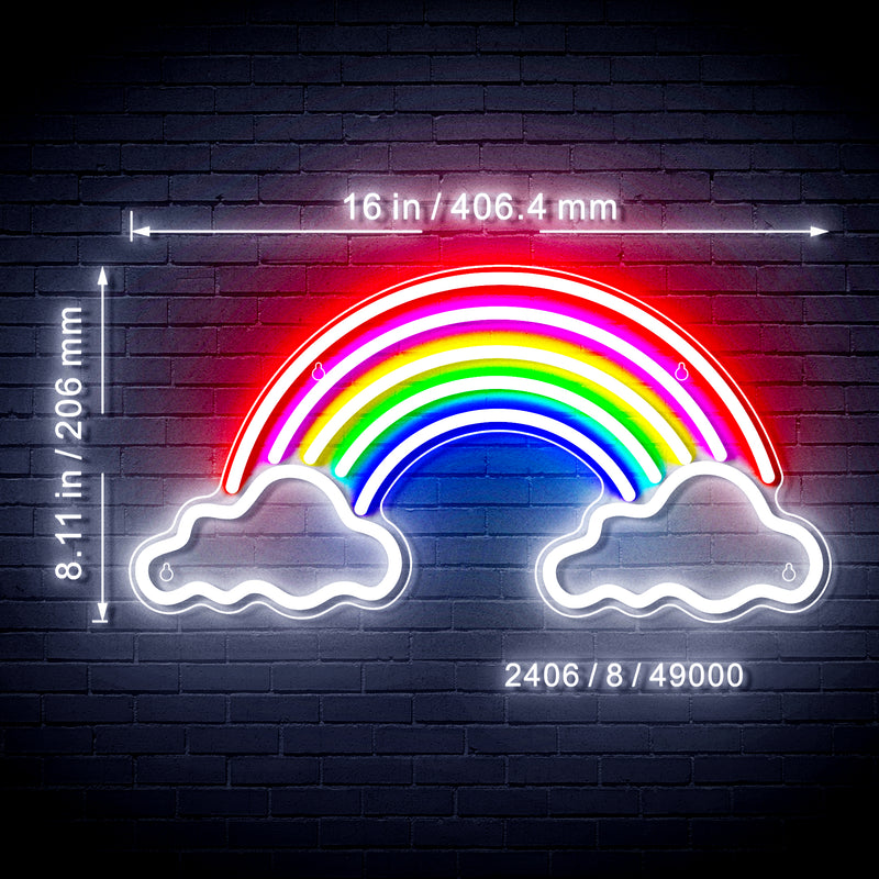 16" Clouds with Rainbow Kid Room Flex Silicone LED Sign (Neon-Style, LED Technology) - LED Gift Works