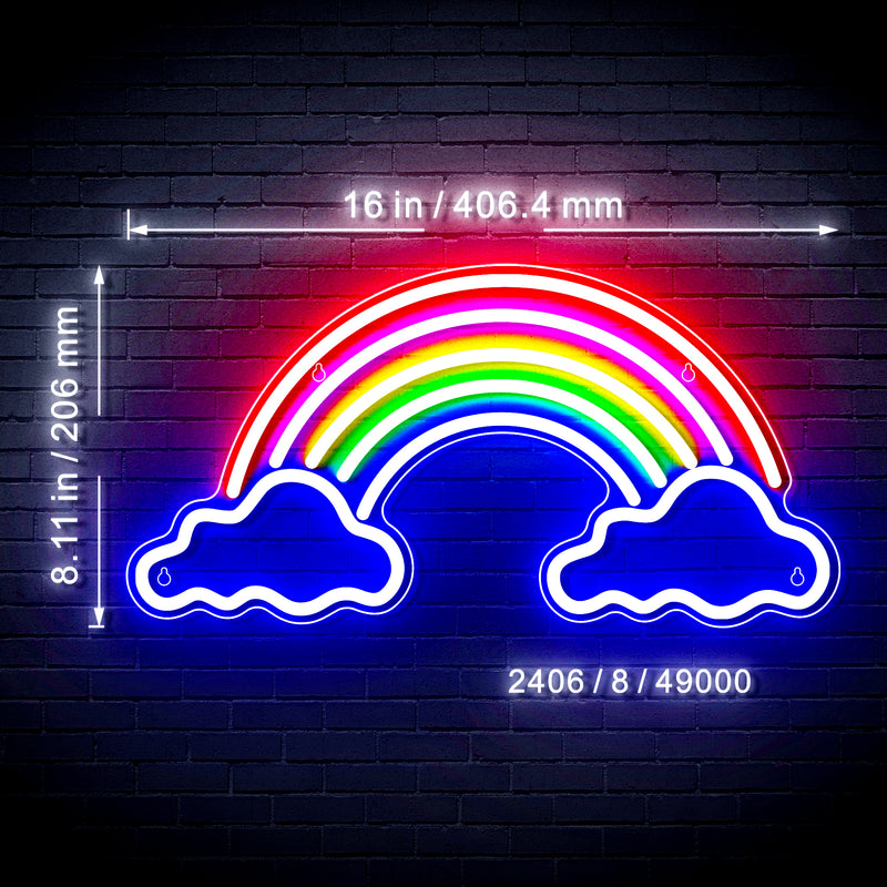 16" Clouds with Rainbow Kid Room Flex Silicone LED Sign (Neon-Style, LED Technology) - LED Gift Works