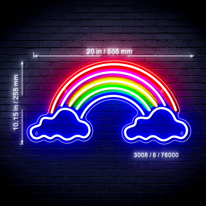 Clouds with Rainbow Kid Room Ultra-Bright LED Sign with Remote (Neon-Style, LED Technology) - LED Gift Works