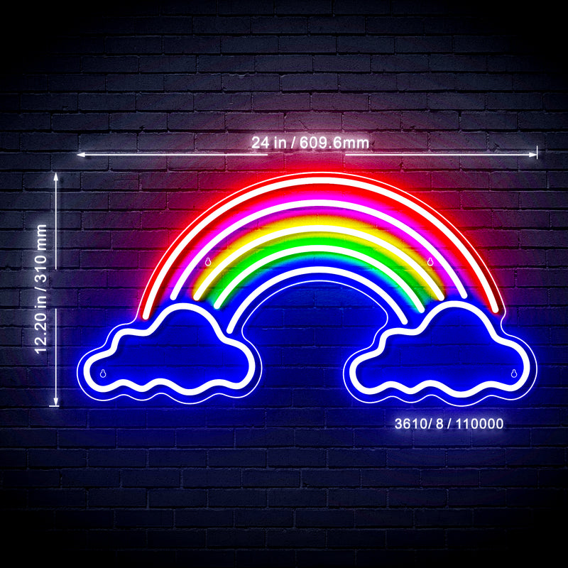 Clouds with Rainbow Kid Room Ultra-Bright LED Sign with Remote (Neon-Style, LED Technology) - LED Gift Works