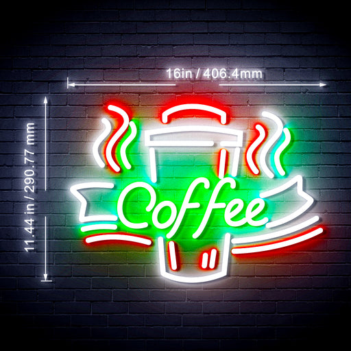 Coffee Cup Shop Display 3-Color Flex Silicone LED Sign (Neon-Style, LED Technology) - Way Up Gifts