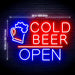 Bar Cold Beer Open Ultra-Bright LED Sign with Remote (Neon-Style, LED Technology) - Way Up Gifts