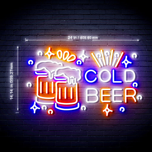 Bar Cold Beer 3-Color Ultra-Bright LED Sign with Remote (Neon-Style, LED Technology) - Way Up Gifts