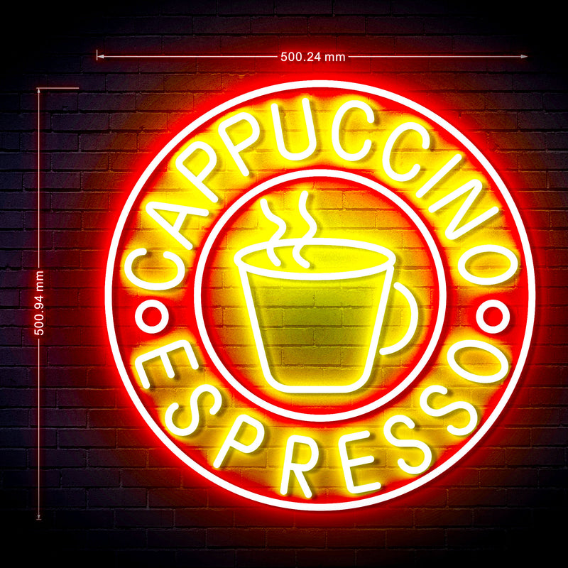 Coffee Cappuccino Espresso Ultra-Bright LED Sign with Remote (Neon-Style, LED Technology) - LED Gift Works