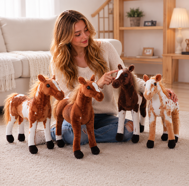 Big Lifelike Horse Stuffed Animal Realistic Plush Toy - LED Gift Works