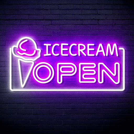 Open Ice Cream Ultra-Bright LED Sign with Remote (Neon-Style, LED Technology) - LED Gift Works