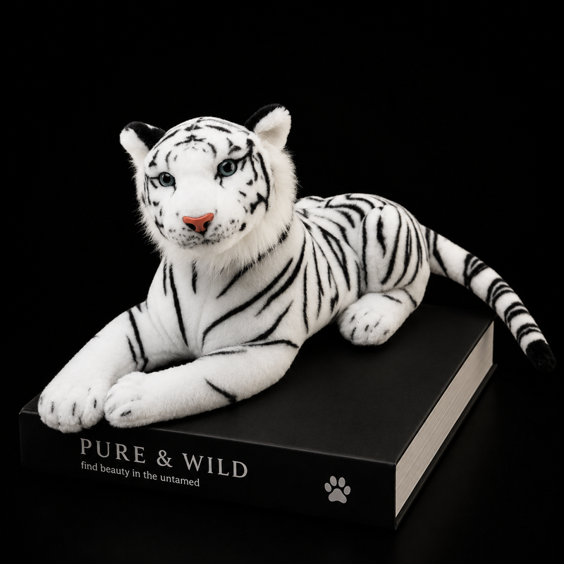 Big Stuffed Animal White Tiger Plush Toy - LED Gift Works