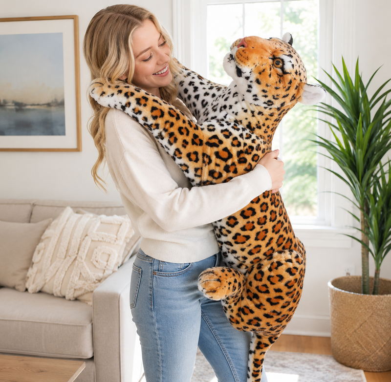 Giant Stuffed Animal Realistic Panther Leopard Plush - LED Gift Works