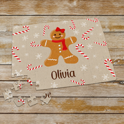 Personalized Gingerbread Boy or Girl Christmas Puzzle With Candy Canes - LED Gift Works