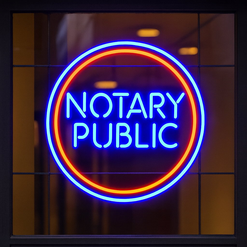 20" Round Notary Public Ultra-Bright LED Sign with Remote (Neon-Style, LED Technology) - LED Gift Works