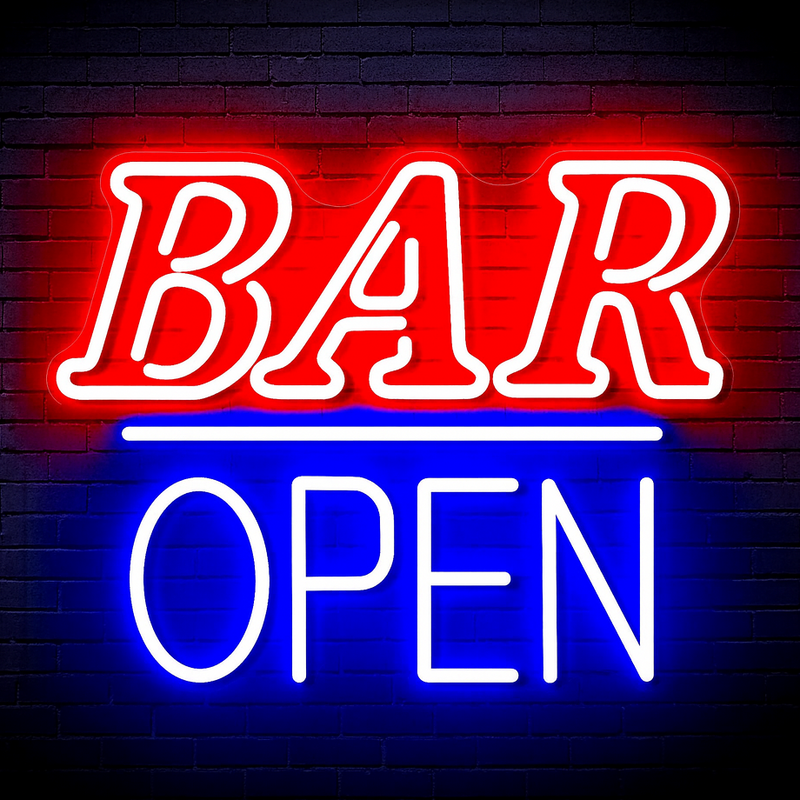 16" Bar Open Flex Silicone LED Sign (Neon-Style, LED Technology) - LED Gift Works