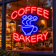 Coffee Bakery Shop Ultra-Bright Neon-Style LED Business Window Sign with Remote - LED Gift Works