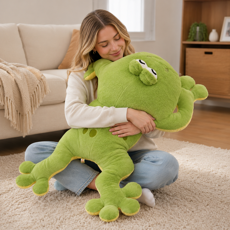 Big Stuffed Green Frog Plush Toy - LED Gift Works