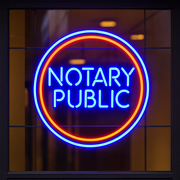 20" Round Notary Public Ultra-Bright LED Sign with Remote (Neon-Style, LED Technology) - LED Gift Works