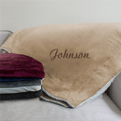 Personalized Embroidered Name Sherpa Blanket - Custom Name Blanket - Cozy Personalized Gift - Way Up Gifts
