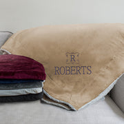 Embroidered Family Name & Initial Sherpa Blanket - Custom Family Name & Initial Embroidered Sherpa Throw - Personalized Cozy Blanket - LED Gift Works
