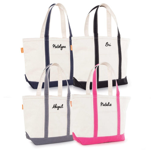 Personalized Embroidered Script Name Tote Bag – Classic Canvas Tote - Way Up Gifts