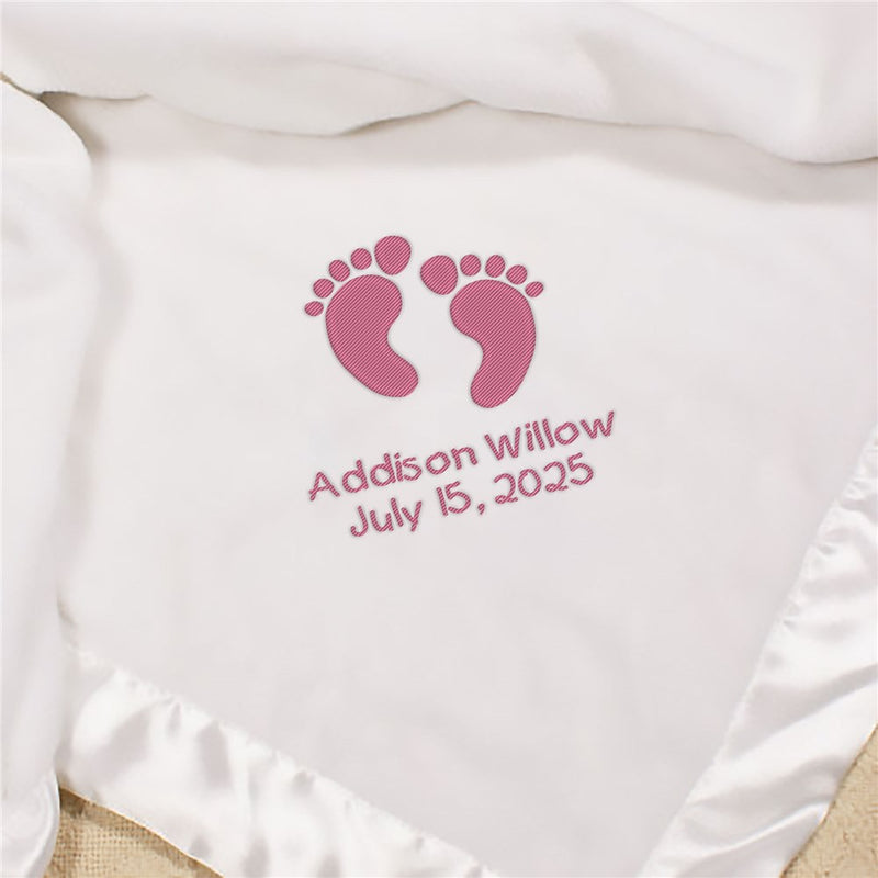 Embroidered Baby Girl Fleece Blanket - Personalized Baby Girl Throw - Soft Embroidered Infant Blanket - LED Gift Works
